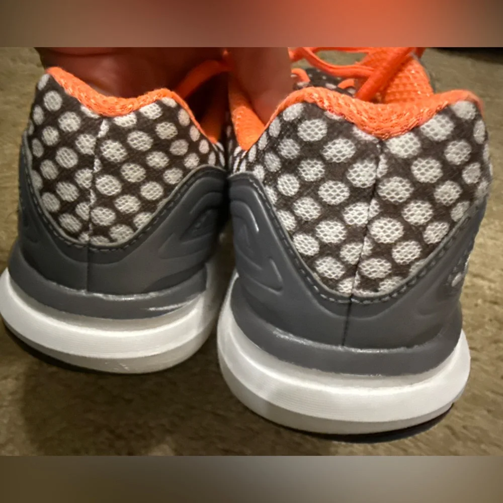 Adidas Women Adeprene+ Size 7 Gray White‎ Dot Orange Shoes Athletic